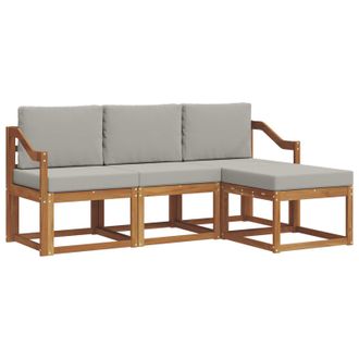 vidaXL Conjunto De Sof&aacute;s De Exterior 4 Pcs Gris Natural Y Claro Vidaxl