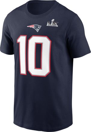 Nike Drake Maye New England Patriots Super Bowl LX Nike Mens NFL T-Shirt in Blue | N19941SF8K-7PS