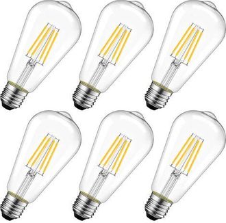 OEM Bombilla Led De Filamento De 8 W, Casquillo E27 St64, Tipo Edison, Equivalente A Una Bombilla Incandescente De 60 W, Luz Blanca C&aacute;lida De 2700 K, Paqu