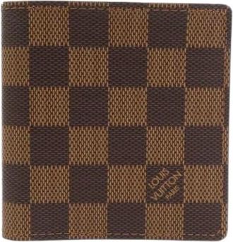 Louis Vuitton Pre-owned Damier Canvas Bi-fold Portemonnee - Dames - Vintage Accessoires - Bruin - ONE Size - Vintage