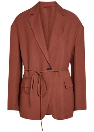 Brunello Cucinelli Tie-waist Twill Jacket - Terracotta - 38 (UK6 / XS)