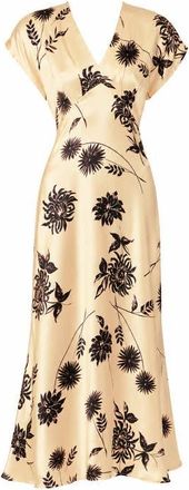 Exquise Floral Embroidered Viscose Dress in Ecru at Nordstrom, Size X-Large