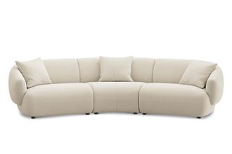 Castlery Auburn Curve Sofa Customized, (Washed Chenille) Cream, Machine Washable, Modular for Sofas by Castlery