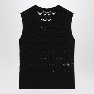 Dolce & Gabbana Sleeveless open-knit cotton top in black