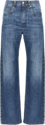 Brunello Cucinelli Hedendaagse Losse Broek - Dames - Regular Fit Jeans - Blauw - XL - Katoen - Jeans