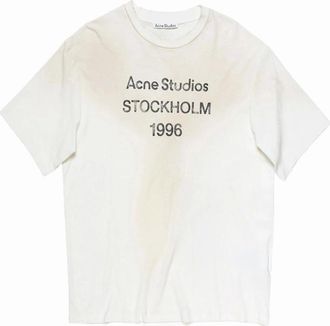 Acne Studios Mens Acne Studios Stockholm Logo T-Shirt in Dusty White - Size: 38