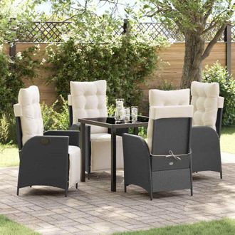 vidaXL Conjunto De Comedor De Jard&iacute;n 5 Pcs Negro Polirat&aacute;n Vidaxl