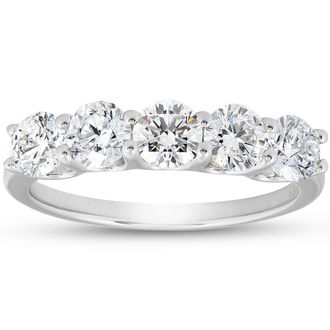 Pompeii3 1 1/4 Ct Lab Grown Diamond Five Stone Wedding Ring 14k White Gold U Prong