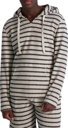 Karl Lagerfeld Jacquard Stripe Hooded Pullover in Natural at Nordstrom Rack, Size Xx-Large