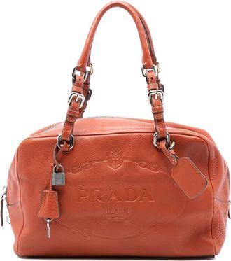 Prada Pre-owned Prada Vitello Daino Embossed Logo Bauletto ICTSDQFU9K4NSQGN