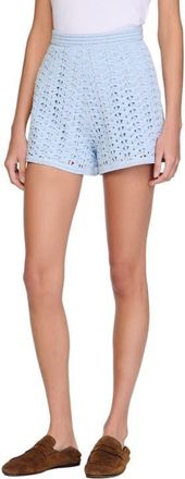 Sandro High-waisted beaded crochet shorts in Sky Blue at Nordstrom, Size 40 Eu