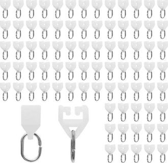 No Brand 80 Ganchos Para Estores Enrollables - Rieles De Pl&aacute;stico Silenciosos, Aptos Para Cortinas, Cortinas De Ducha, Separadores De Ambientes, Etc