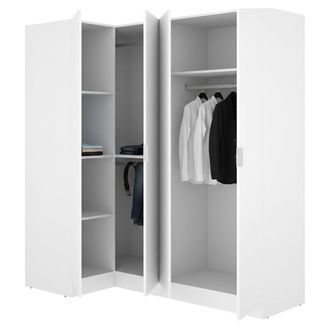 Dmora Armario Grande Woodbury, Ropero Modular, 5 Estantes, Barra Colgador, 91x184h Cm Blanco