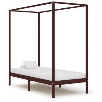 vidaXL Vidaxl - Cama Con Dosel Sin Colch&oacute;n Madera Maciza Marr&oacute;n Oscuro 90x200cm