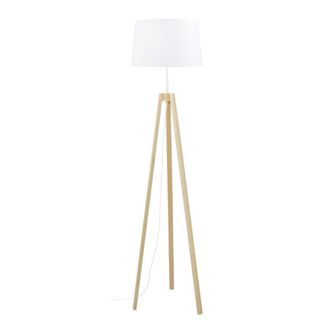 Tosel Lamp&aacute;ra de pie madera Alt.155cm natural ;Pantalla: blanco