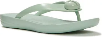 FitFlop Iqushion Glossy Flip-Flops in Mint Whisper at Nordstrom, Size 10