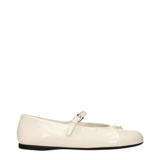Prada Damens Ballerinas aus Lackleder Beige/Elfenbein