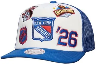 Mitchell & Ness Mens Mitchell & Ness White/Blue New York Rangers Gridlock Trucker Adjustable Hat at Nordstrom