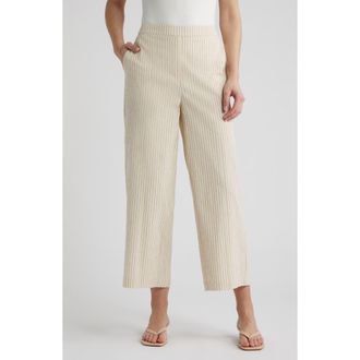 Bernardo Pinstripe Crop Pull-On Pants in Ivory/Gold Oak Stripe at Nordstrom, Size X-Small
