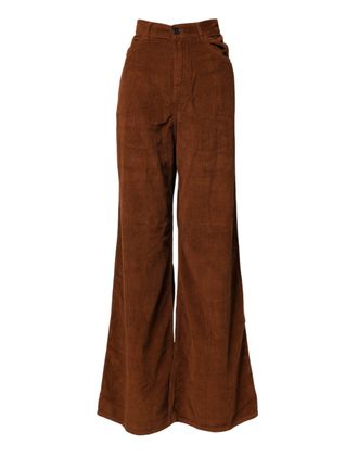 Jucca Bruine Wijde Pijpen Hoge Taille Corduroy Denim Broek Jeans