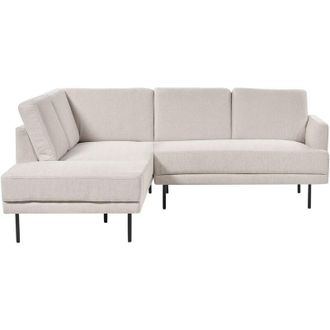 Beliani Sof&aacute; Esquinero Moderno Tapizado Derecho 4 Plazas Patas De Metal Respaldo Acolchado Minimalista Tela Beige Claro Breda