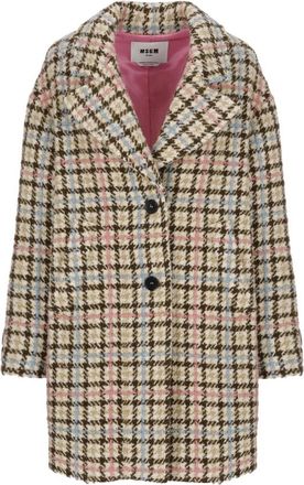 Msgm Gewatteerde Jas - Dames - Mantel - Beige - S - Wol - Jassen