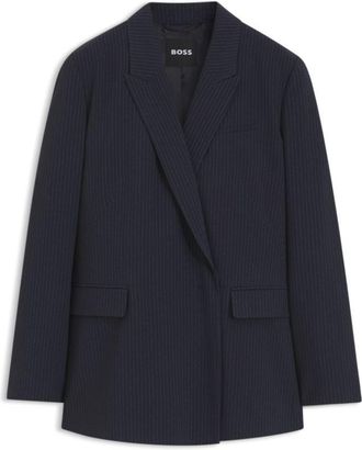 BOSS Regular-fit blazer in pinstripe stretch crepe
