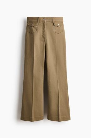 H&M Flared Ankle-length Trousers in Khaki Green at Nordstrom, Size 10