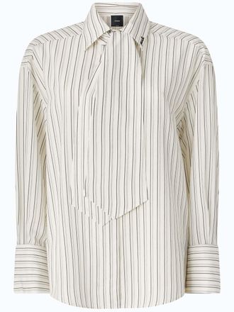 Pinko Long-Sleeved Blouse With Asymmetrical Front Detail And Contrasting Stripes