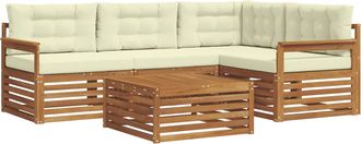 vidaXL Conjunto De Sof&aacute;s De Exterior 5 Uds. Natural Y Crema Vidaxl