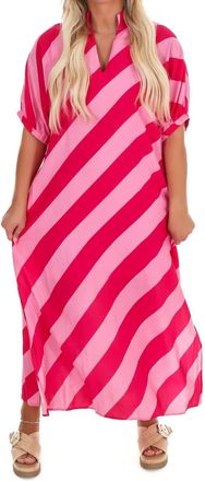 Entro Womens Never Hold Back Stripe Midi Dress In Pink Red