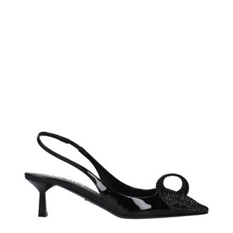 Prada Black Leather Stiletto Heel Womens Sandals