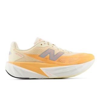 New Balance Womens FuelCell Rebel v5 in Beige/Orange Synthetic, size 4.5 Narrow
