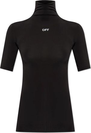 Off-white Fitted Top met opstaande kraag - Dames - T-shirts - Zwart - L - Tweed - Tops