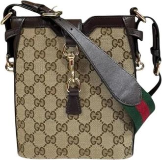 Gucci Pre-owned Cross Body Bags, female, Beige, Size: ONE SIZE Pre-owned Canvas Crossbody Bag