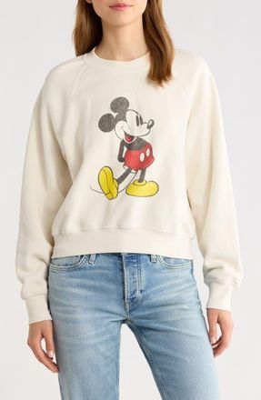 Re/Done x Mickey Mouse Cotton Graphic Sweatshirt in Vintage White at Nordstrom, Size X-Large