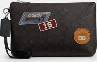 Coach Pouch In Signature Canvas With Patches