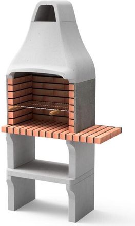 Movelar Barbacoa De Obra Prefabricada De Le&ntilde;a Y Carb&oacute;n Modelo New Iberia Plus Con Mini Soporte Lateral (gris, Naranja - 95 X 47 X 190 Cm) Ref: M00195 - Cocina