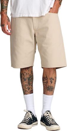 Rvca Dayshift Relaxed Fit Five-Pocket Shorts in Light Khaki at Nordstrom, Size 30