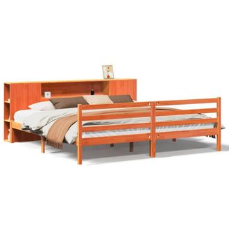 Berkfield Home Bookcase Bed without Mattress Wax Brown 200x200 cm Solid Wood Pine