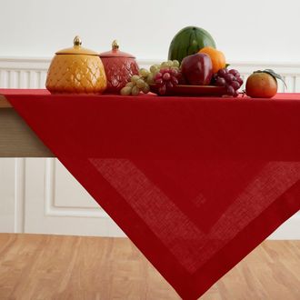 Solino Home Linen Table Throw - Fete, 52 x 52, 52 x 52 in Red at Nordstrom, Size Medium
