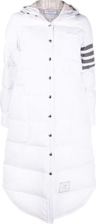 Thom Browne Down Filled Below Knee Hooded Shirtdress W/ 4 Bar In Military Ripstop