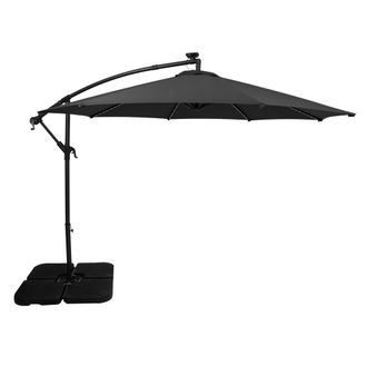 MonsterShop LED Cantilever Parasol 3m With Square Base - Grey