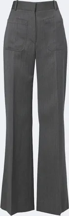 Victoria Beckham Alina herringbone virgin wool wide-leg pants