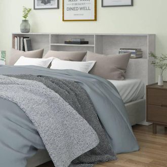 vidaXL Testiera con Contenitore Grigio Cemento 220x19x103,5 cm - Vidaxl