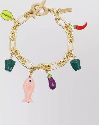 Alemais handmade multi-colour fish charm bracelet