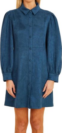 Dolce Cabo Faux Suede Mini Dress In Steel Blue