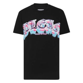 Philipp Plein Tops, Heren, Zwart, 3Xl, Katoen, T-shirt Ronde Hals Gothic Plein