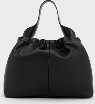 Charles & Keith Ally Ruched Slouchy Chain-Handle Bag