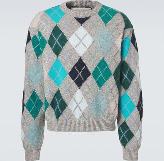 ERL Argyle wool and cotton-blend sweater